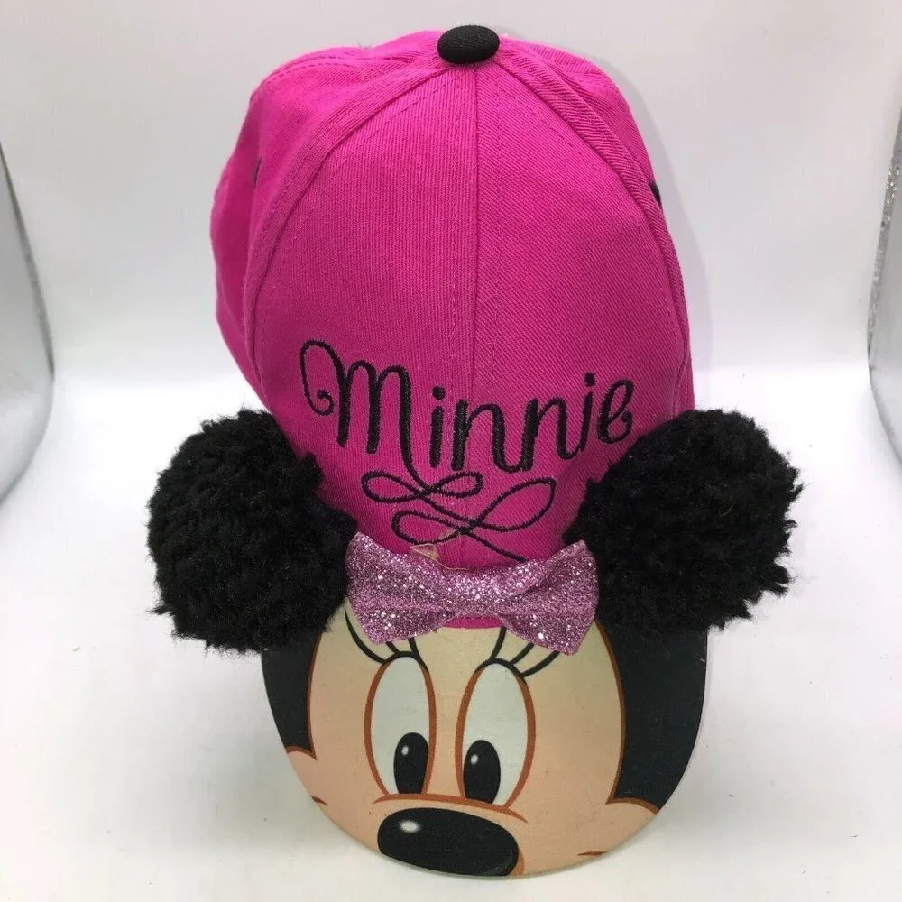 Disney Minnie Mouse Baseball Cap Hat Baseball Adjustable Snapback Fuzzy Ears